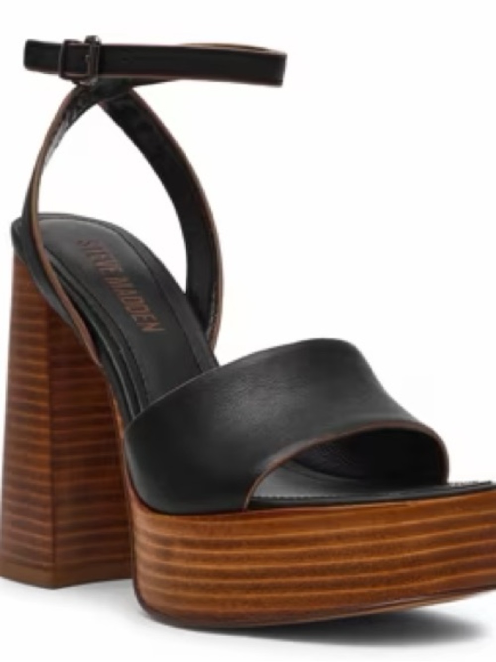 Steve Madden Black Leather Platform Sandal
